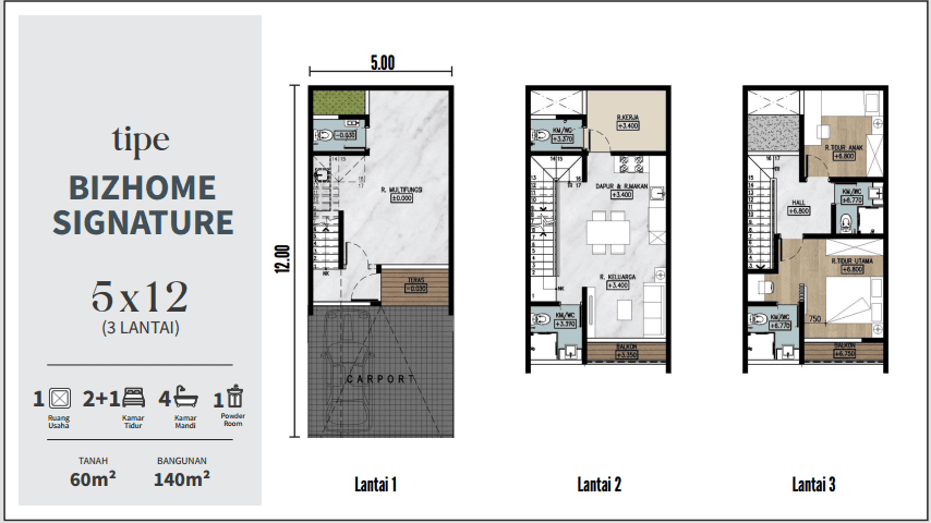Bizhome Signature fasad malam
