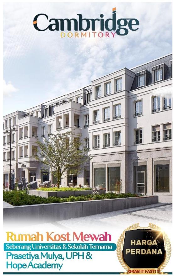 Cambridge Dormitory PIK 2 kost mewah Edu City