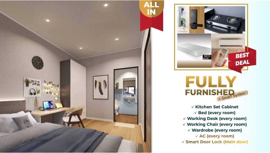 Interior kamar Cambridge Dorm